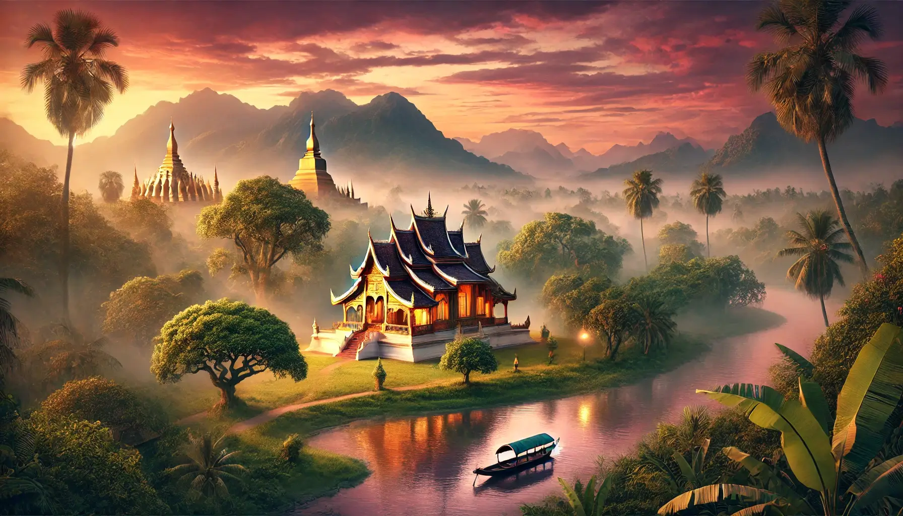 Laos, Mekong, ki-generiert, KI-Bild