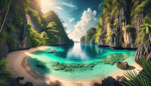 philippinen, bucht, traumstrand, ki-generiert